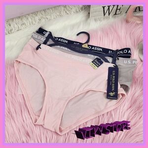 💖 NWT U.S POLO ASSN 3 Pack Multicolor Hipsters Tag Free L #7233 💖